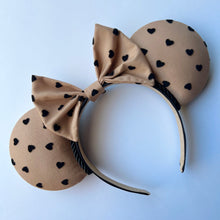 Load image into Gallery viewer, Neutral Black Velvet Hearts Ears