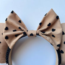 Load image into Gallery viewer, Neutral Black Velvet Hearts Ears