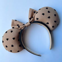Load image into Gallery viewer, Neutral Black Velvet Hearts Ears