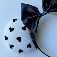 Load image into Gallery viewer, Black Velvet Hearts Ears