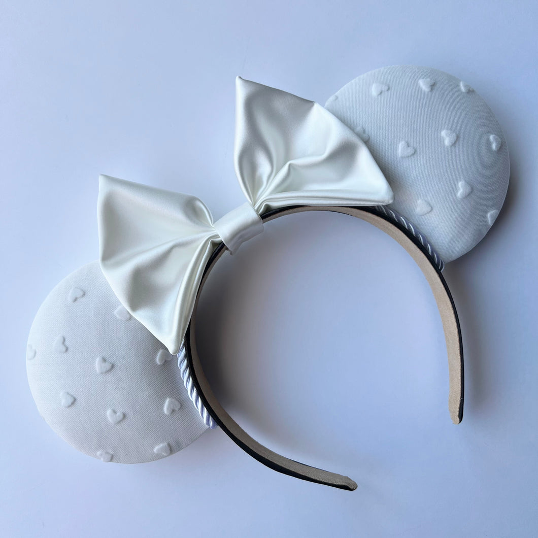 White Velvet Hearts Ears