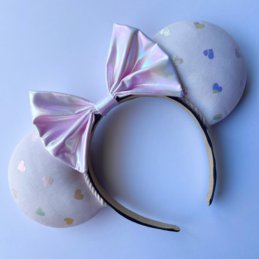 Blush Pink Iridescent Hearts Ears